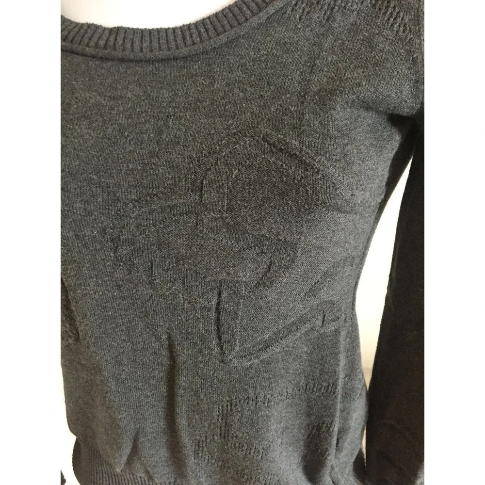 Womans Fox Racing Pullover Light Sweater Jacquard Print Gray Size Small - Picture 2 of 4